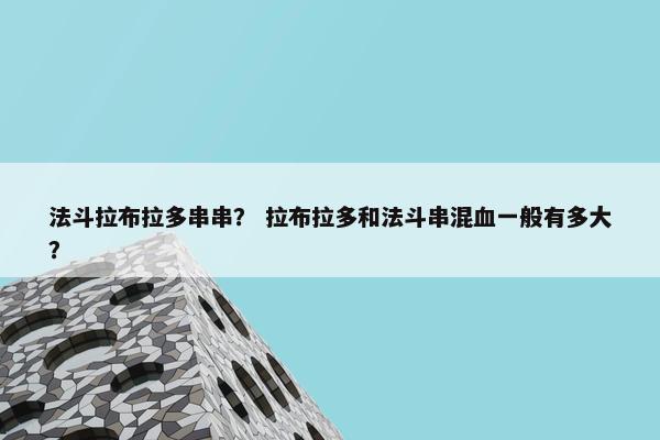 法斗拉布拉多串串？ 拉布拉多和法斗串混血一般有多大？