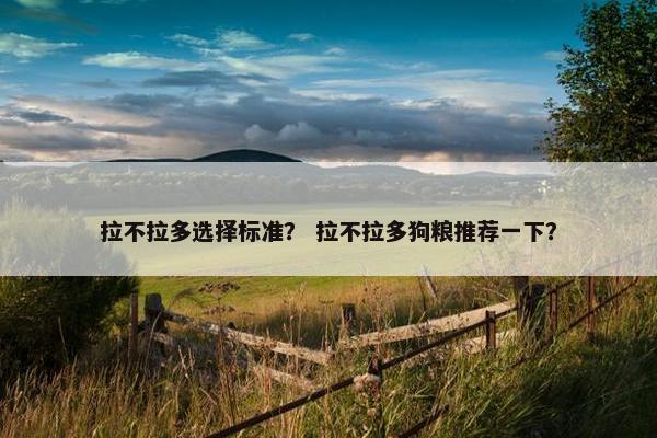 拉不拉多选择标准？ 拉不拉多狗粮推荐一下？