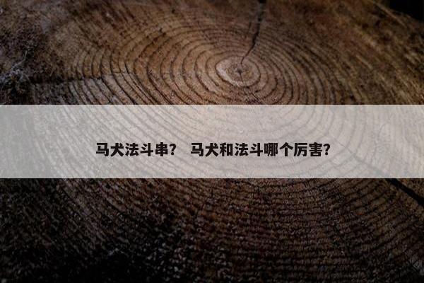 马犬法斗串？ 马犬和法斗哪个厉害？