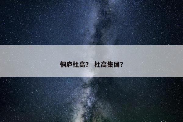 桐庐杜高？ 杜高集团？