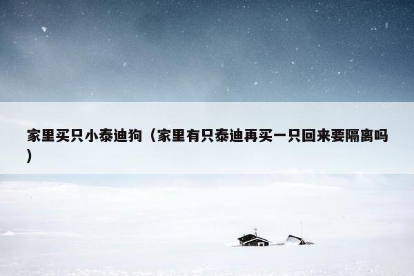 家里买只小泰迪狗（家里有只泰迪再买一只回来要隔离吗）