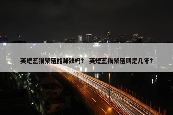英短蓝猫繁殖能赚钱吗？ 英短蓝猫繁殖期是几年？