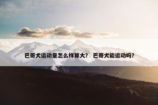 巴哥犬运动量怎么样算大？ 巴哥犬能运动吗？