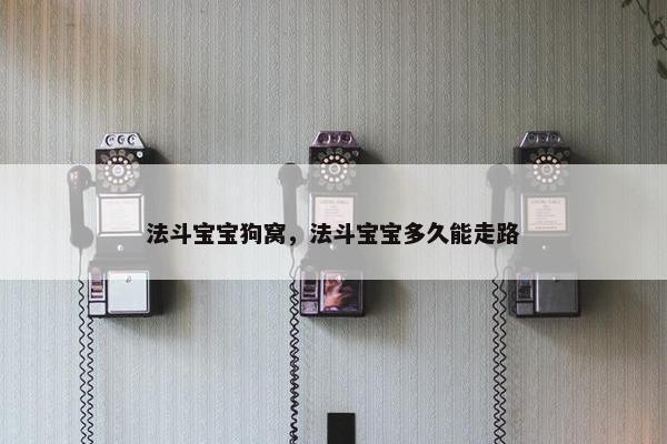 法斗宝宝狗窝，法斗宝宝多久能走路