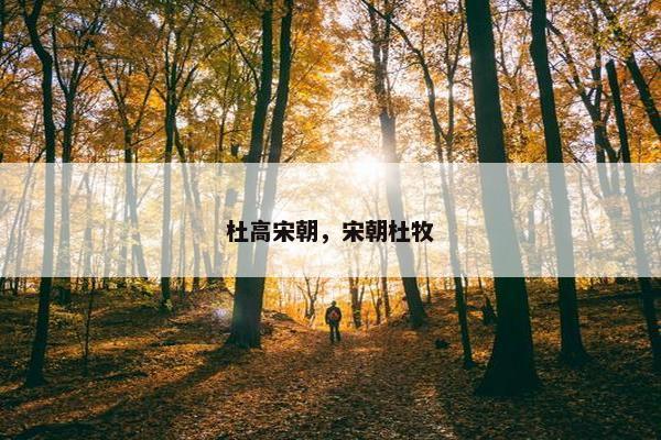 杜高宋朝，宋朝杜牧