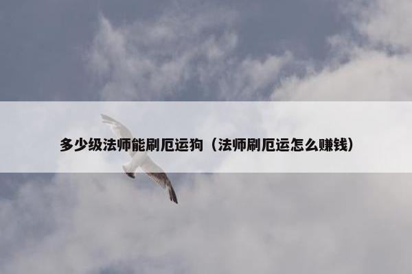 多少级法师能刷厄运狗（法师刷厄运怎么赚钱）