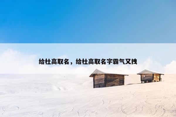 给杜高取名，给杜高取名字霸气又拽