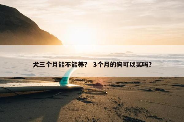 犬三个月能不能养？ 3个月的狗可以买吗？