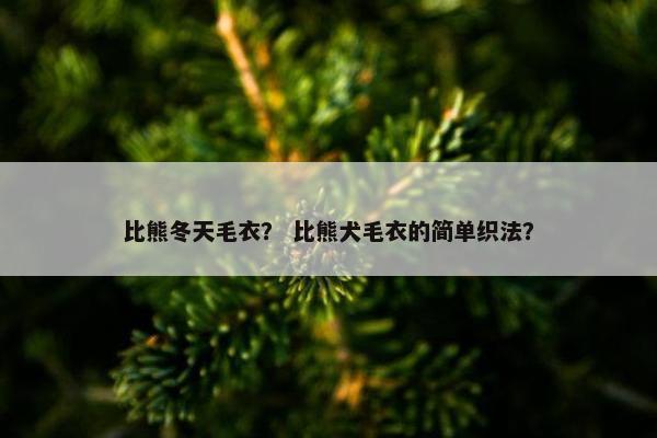 比熊冬天毛衣？ 比熊犬毛衣的简单织法？