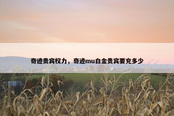 奇迹贵宾权力，奇迹mu白金贵宾要充多少