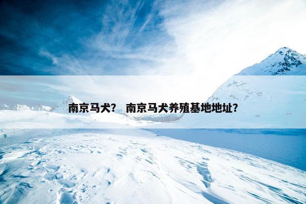 南京马犬？ 南京马犬养殖基地地址？