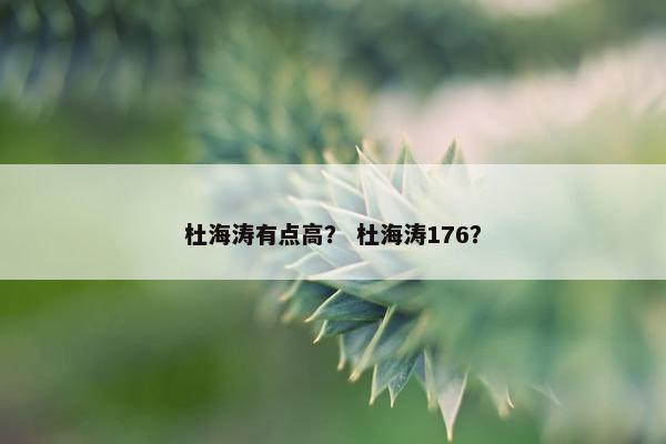 杜海涛有点高？ 杜海涛176？